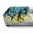 thumbnail image 3 of Retro Soft Flannel Fleece Throw Blanket, Grunge Silhouettes with Old Fashioned Clothes Dancing Party Weathered Background, Cozy Plush for Indoor and Outdoor Use, 60" x 80", Multicolor, by Ambesonne, 3 of 6