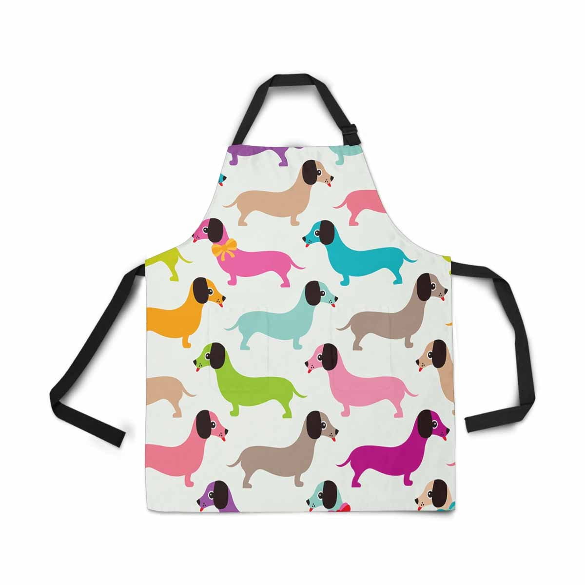 ASHLEIGH Adjustable Bib Apron for Women Men Girls Chef with Pockets Seamless Kids Retro Dachshund Puppy Dog Pattern Novelty Kitchen Apron for Cooking Baking Gardening Pet Grooming Cleaning