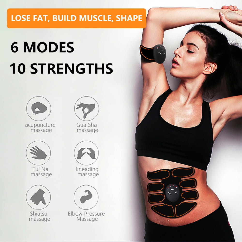 MDHAND Abs Trainer Muscle Stimulator USB Rechargeable 6 Modes 15 Intensity  EMS Muscle Stimulator Fitness Training Gym Workout