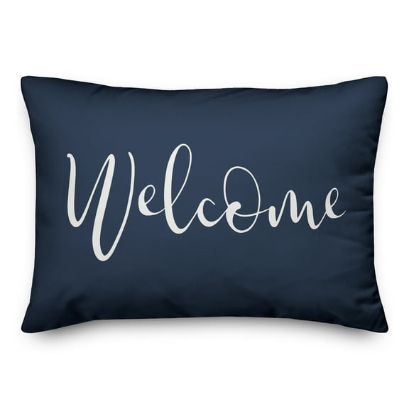 Creative Products Welcome Script Navy 14x20 Indoor / Outdoor Pillow