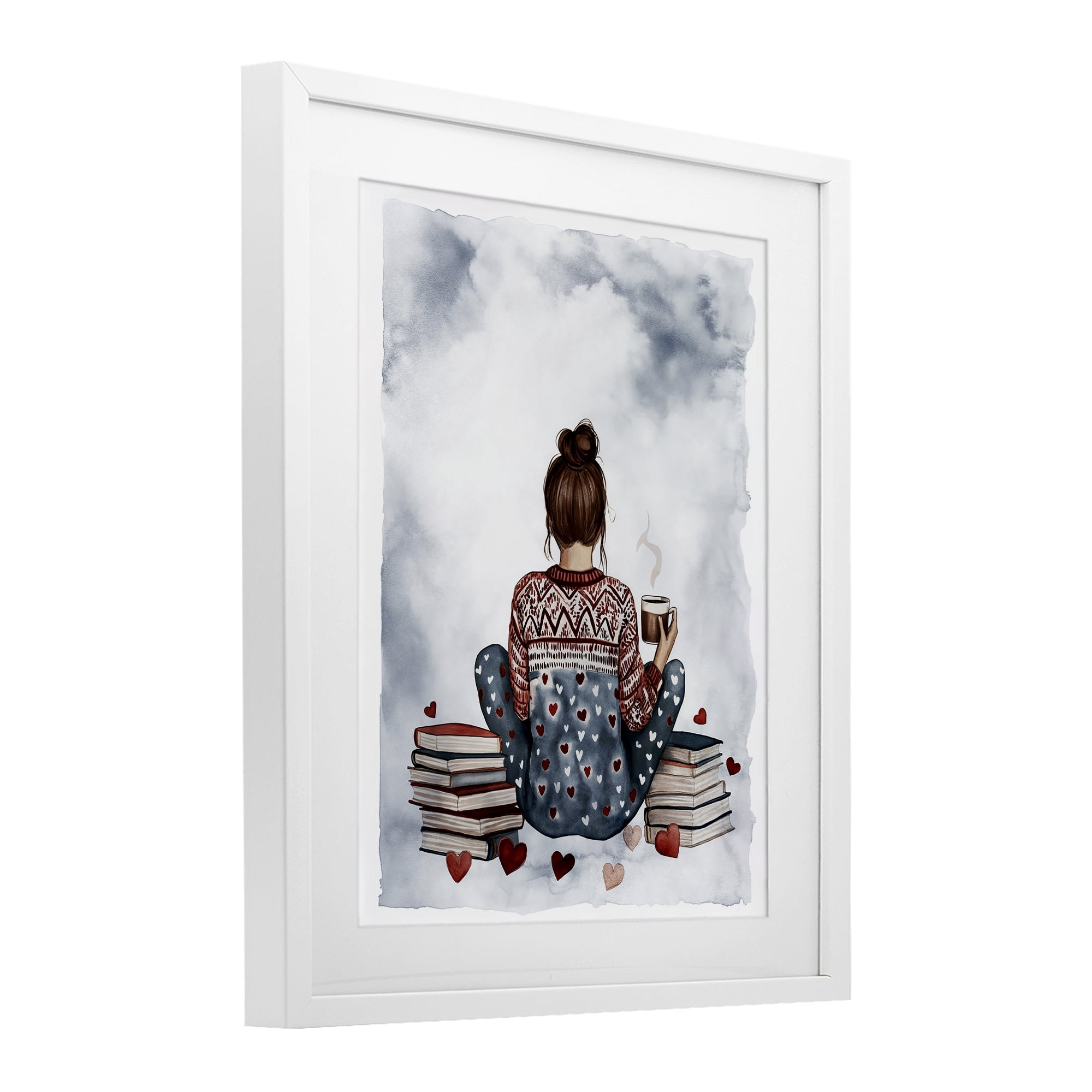 Stupell Industries Cozy Ritual Reader White Framed Print Under Glass, design by Svetlana Aleynikova