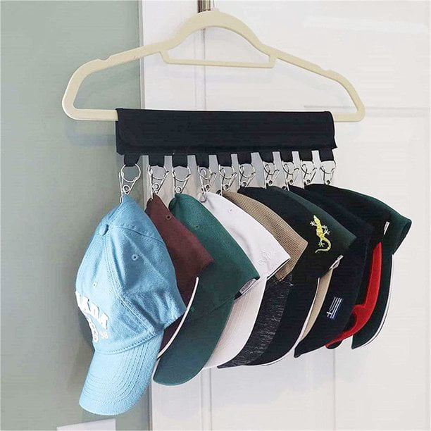 2 Pack Hat Rack for Baseball Caps， Hat Organizer Holder Hat Hanger for  Closet Storage with Clips, for Hang Ball Cap Winter Beanie & Accessories  Holds Up to 20 Caps 