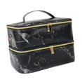 thumbnail image 2 of Estuche organizador de esmalte de uñas, Estuche de transporte de esmalte de uñas de viaje, bolsas extraíbles de nailon con capacidad para 40 botellas, mármol negro, 2 of 8
