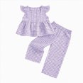 thumbnail image 4 of KPOPLK Girls 2-Piece Outfit Sets Kids Toddler Baby Ruffled Sleeve Tops Cute Print Long Pants 2Pcs Outfits Set Girls Sets(3-4 Years,Purple), 4 of 4