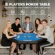 thumbnail image 2 of Yeshouse mesa de póker plegable para 8 jugadores, portátil y octogonal, con rieles acolchados y portavasos de acero inoxidable, ideal para blackjack, Texas Hold'em, juegos familiares y clubes, 2 of 8