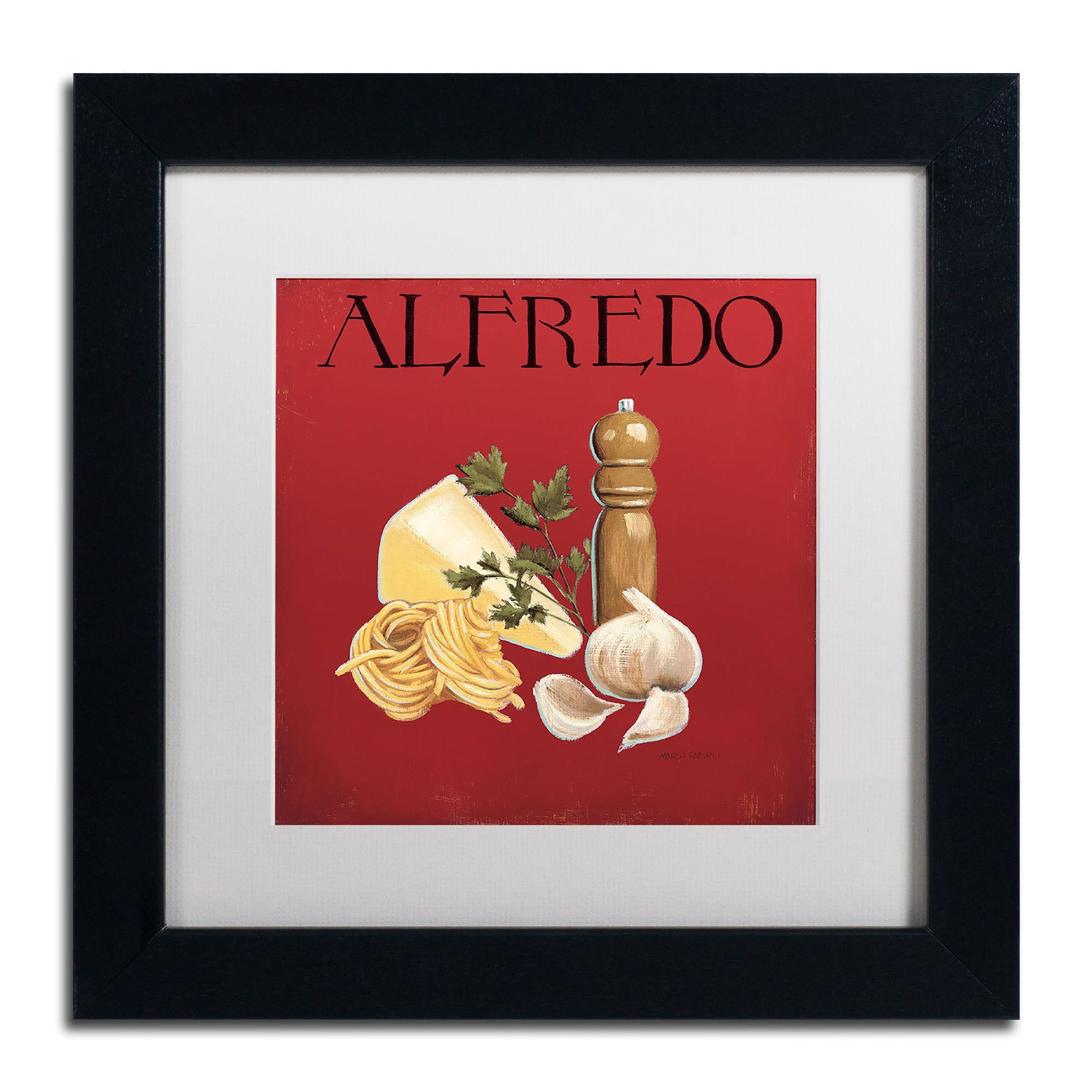 Trademark Fine Art "Italian Cuisine III" Canvas Art by Marco Fabiano White Mat, Wood Frame