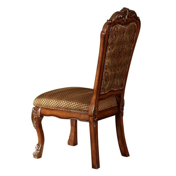 Acme Dresden Side Chair in Fabric and Cherry Oak (Set of 2)