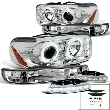 - Spec-D Tuning For 2000-2006 Gmc Yukon Xl Slt Chrome Halo Led Proj Headlights, Bumper Lights, Fog Lamps (Left+Right) 2000 2001 2002 2003 2004 2005 2006