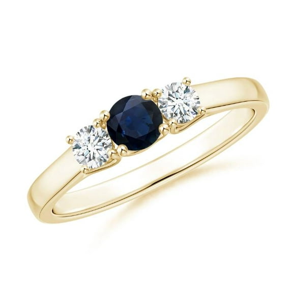 Round Shape Blue Sapphire CZ Diamond Band Ring Women 925 Sterling Silver Yellow Gold Plated September Birthstone Valentine Day Birthday Gift Gemstone Jewelry