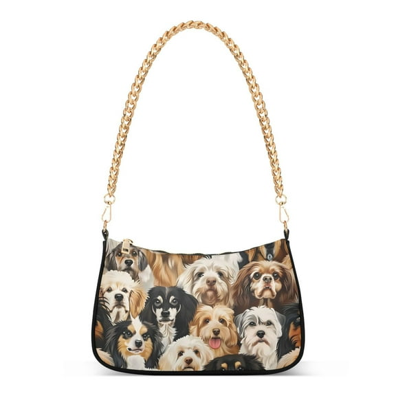 Ryvnso Different Cute Dogs Womens Chain Shoulder Bag Tote Handbags Clutch Hobo Purse with Zipper for Travel