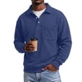 thumbnail image 6 of Mens Thick Long Sleeve Polo Shirt with Chest Pocket Polo Collar Ribbed Trim,M, 6 of 6