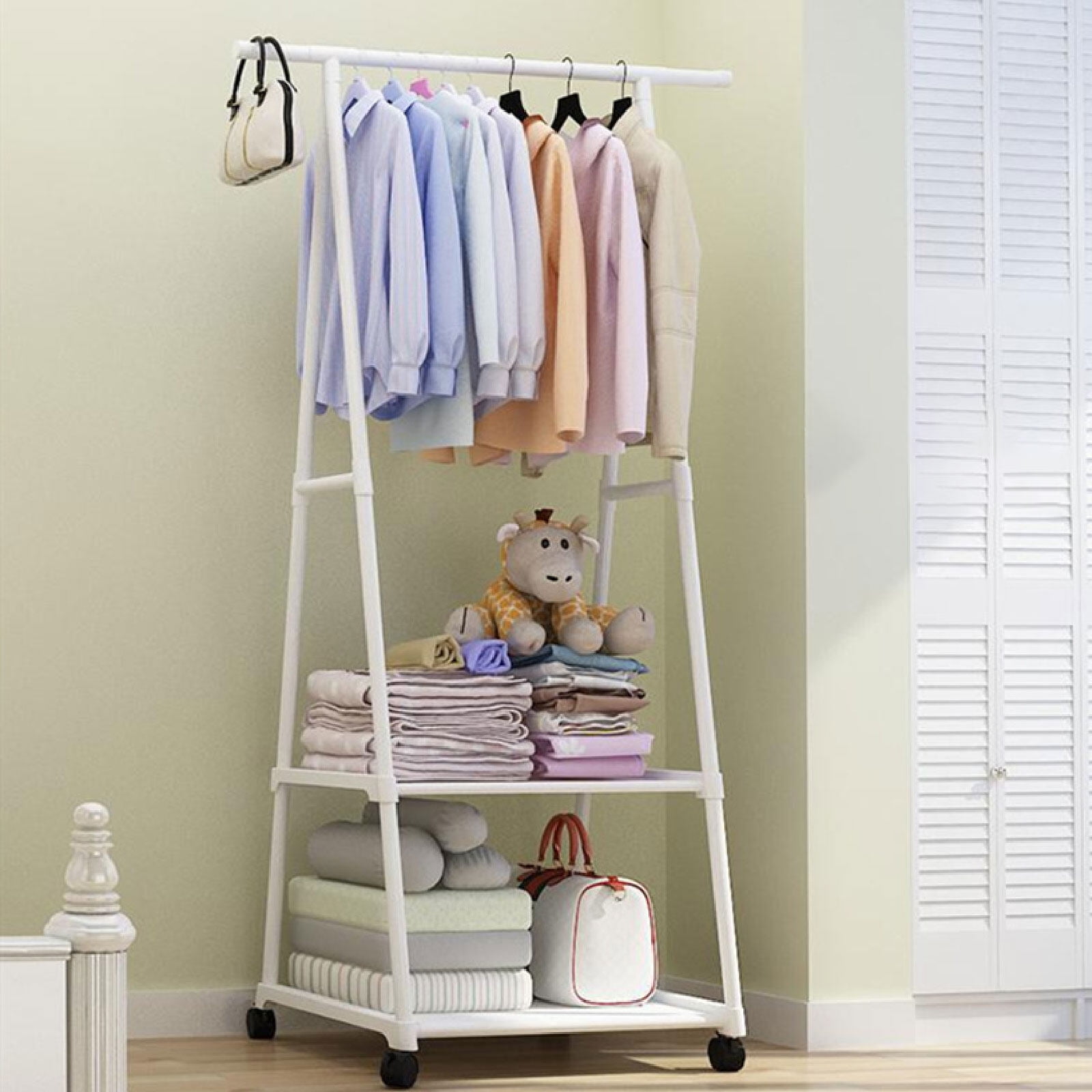 Clothing Rack with Shelves, Rolling Hanger Stand Rack Garment Rack