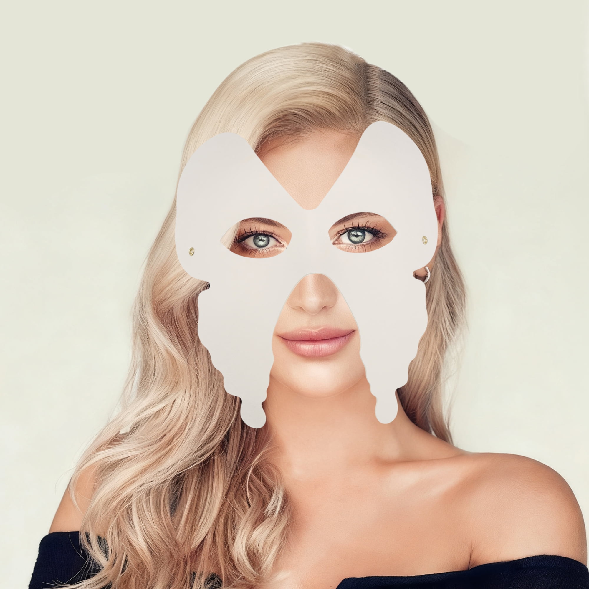 Unique Bargains 1 Pack Elegant Hand-Painted Party Mask White Pattern 10