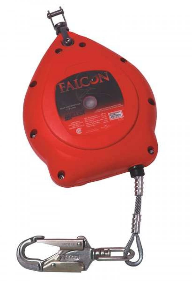 Miller Falconâ„¢ 50-ft (15 m) Galvanized 3/16-in (5 mml) Cable Self-Retracting  Lifeline with tagline and carabiner, 310 lb (140.6 kg) Capacity (MP30G-Z7/ 50FT)