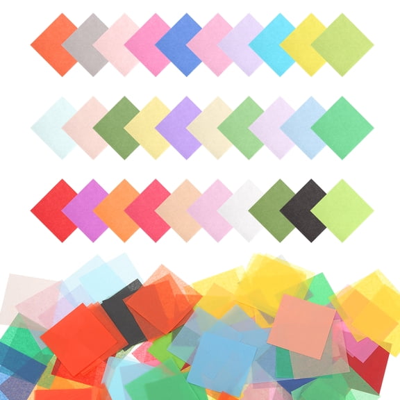 Uxcell 2400Pcs Colored Tissue Paper Squares, 2x2 Inch 30 Assorted Colors Bleeding Tissue Paper Crepe Small Square Art Paper for Crafts