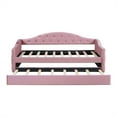 thumbnail image 4 of Upholstered Twin Daybed With Trundle, Velvet Twin Size Day Bed, Tufted Sofa Bed With USB, Type-C Charging Ports, Easy Assemble, No Box Spring Needed For Living Room, 4 of 9