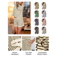 thumbnail image 3 of Anygrew Women's Striped Knit Lounge Outfit Sets - Short Sleeve Tops and Shorts Casual Summer 2 Piece Outfits, 3 of 7