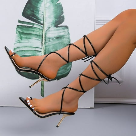 

Ausyst Womens wedge Sandal Summer Casual Women s Casual Fashion Party Sandals Open Toe Side Lace-up With Style Shoes High Heels