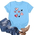 thumbnail image 3 of Camiseta de Manga Corta de Cuello Redondo con Patrones de Corazón de Moda de Primavera de las Mujeres Vintage Clásico Top de Humor para Diario, Fiesta, Primavera Y Verano, 3 of 5