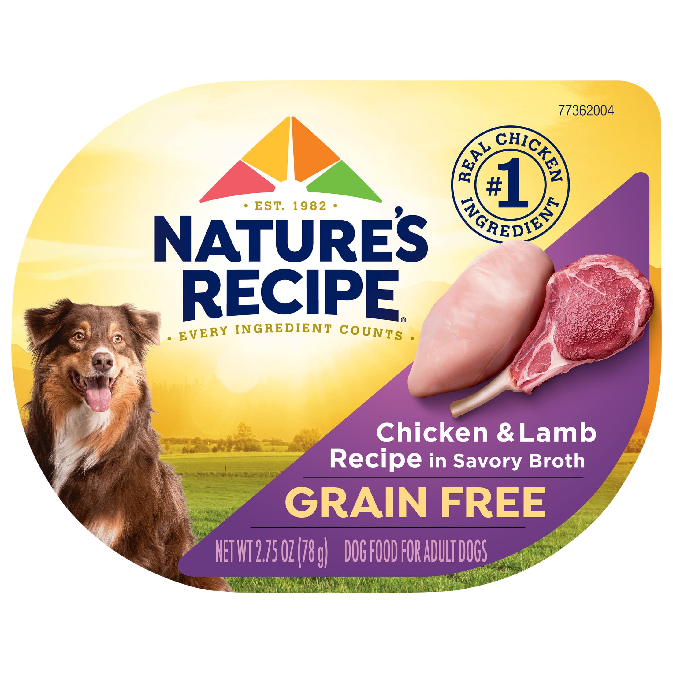 (6 pack) Nature's Recipe Grain Free Chicken & Lamb in Savory Broth Wet Dog Food, 2.75 oz Cup