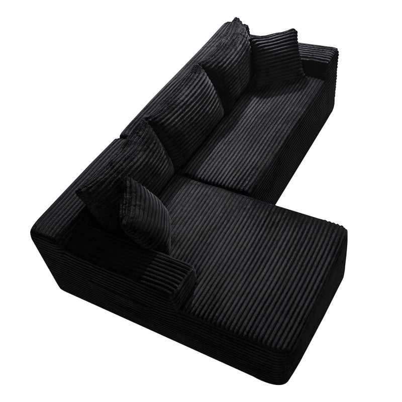 94.5" L-Shaped Modular Sectional Sofa Set with Chaise, No Assembly Required Upholstered Floor Couch, Corduroy 4-Seat Sofa