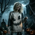 thumbnail image 4 of Wang6 Womens Oversized Halloween Graphic Sweatshirts Trendy Long Sleeve Crew Neck Pullovers Fall Casual Pumpkin Smile Printed Loose Knit Tops 0707LiPink1 XXL, 4 of 5