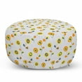 thumbnail image 1 of Floral Pouf Cover with Zipper, Abstract Illustration of Flower Like Circular, Soft Decorative Fabric Unstuffed Case, 30" W X 17.3" L, Multicolor, by Ambesonne, 1 of 5