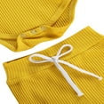 thumbnail image 3 of PENGXIANG Baby Short Sleeve Ribbed Knit O Neck Romper  Drawstring Short Pants, 3 of 10