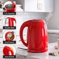 thumbnail image 6 of OVENTE 1.7L Double Wall Electric Tea Kettle, 1100W Power, Red KD64R, Water Boiler with Cool-Touch Exterior, Stainless Steel Interior, Auto Shut-Off, Boil-Dry Protection & Locking Lid, Easy Clean, 6 of 8