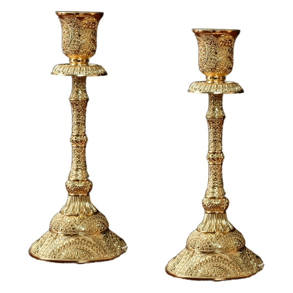 Necvior Set of 2 Taper Holders Vintage Metal Pillar Candlestick Holders Elegant Brass Stick Holders Decor Candelab