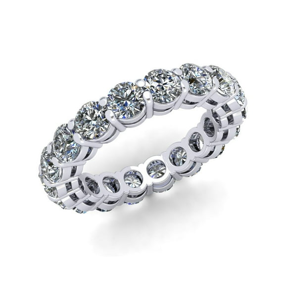 Natural 4.50Ct Round Cut Diamond Shared Prong Gallery Women's Anniversary Wedding Eternity Band Ring Solid 14k White Gold I SI2