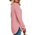 thumbnail image 5 of Women's Sweatshirt Crewneck Curved Hem,Long Sleeve Shirt Womens Loose Top Women Pullover Pink L, 5 of 6