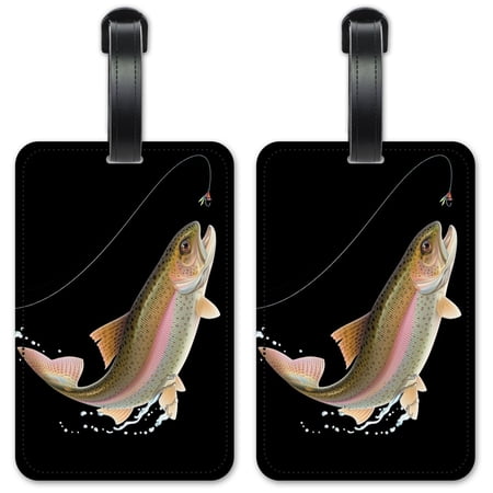 Leaping Fish (black) - Luggage ID Tags / Suitcase Identification Cards - Set of 2