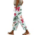 thumbnail image 4 of Women's Fashion Christmas Snowflakes Print Casual Pants with Drawstring Elastic Waist and Pockets, Comfortable Full Length Trousers for Winter Casual Wear,Light Blue,M, 4 of 6
