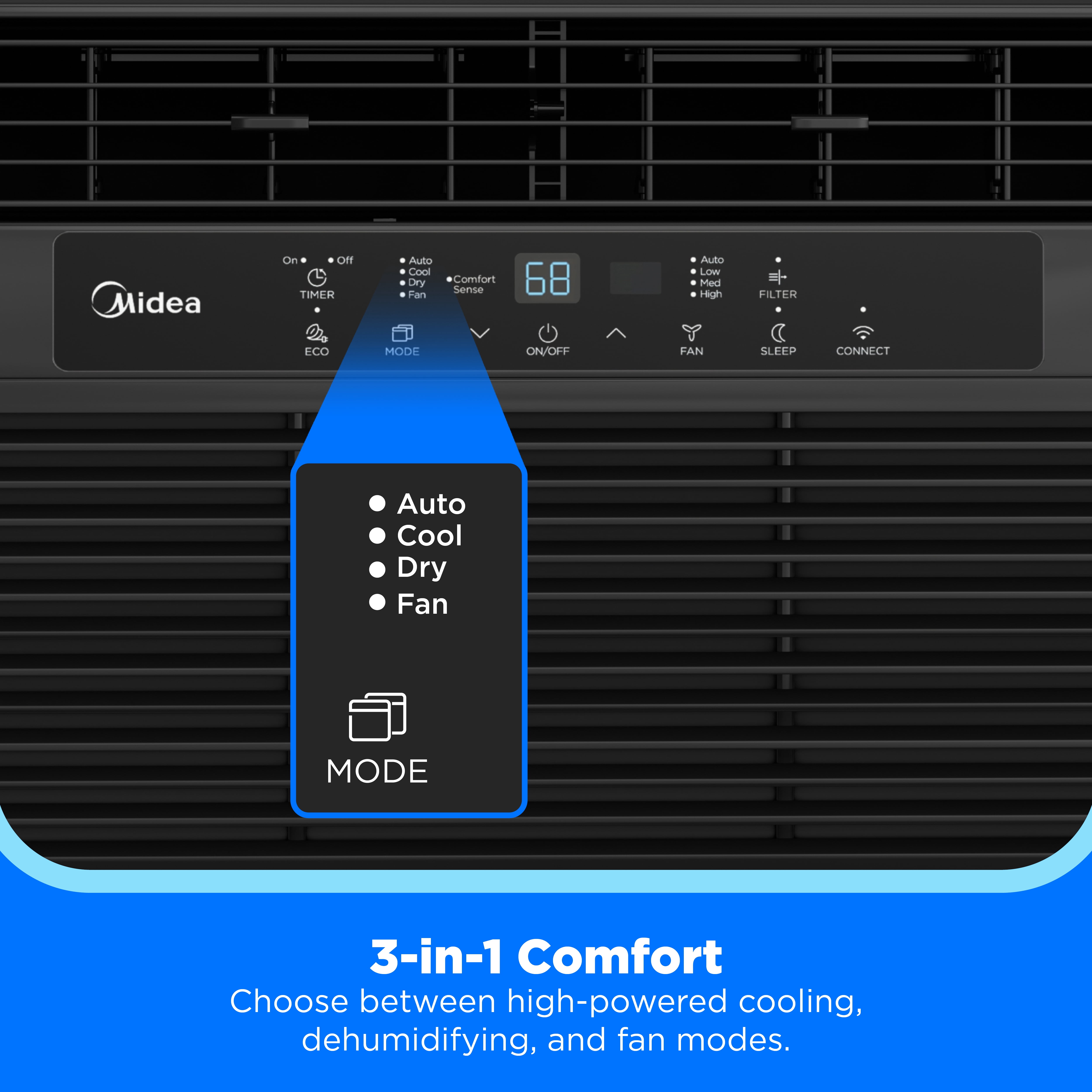 Midea Smart 8,000 BTU 115V Window Air Conditioner with Remote for 350 Sq. Ft., Black