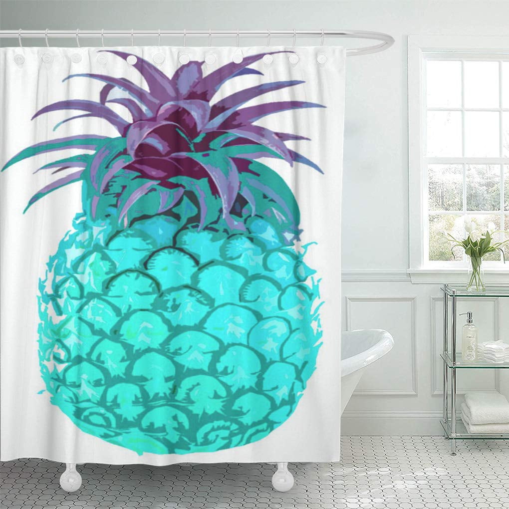 SUTTOM Tropical Teal Pineapple Shower Curtain 66x72 inch