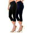 thumbnail image 5 of 2 Pack Women's High Waist Cotton  Capri Jegging Pants Pull On Stretch Capris Size S - 3XL 20" Inseam, 5 of 6