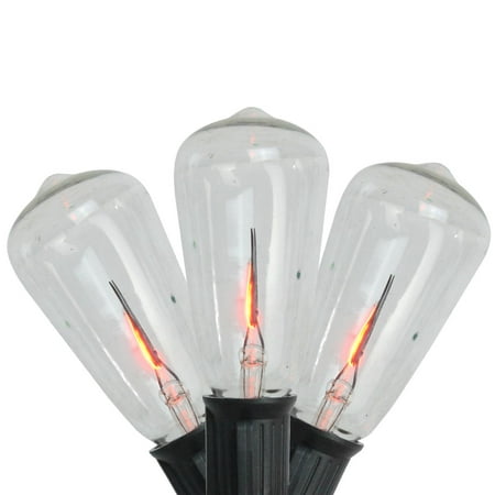 Set of 10 Flickering Edison Bulb Halloween Light Set - Black Wire
