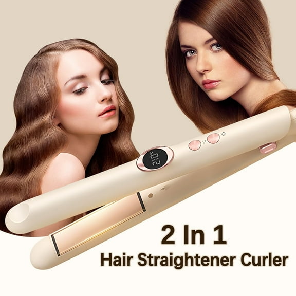 Hair Straightener Curler, 2-in-1 Ionic Electric Flat Iron for Straightening Curling Hair,Curling Iron Flat Iron Hair Straightening,Flat Iron Hair Straightener, Hair Styling Tools,White