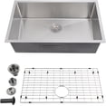 thumbnail image 1 of 304 Stainless Steel Handmade Welded Substructure Sink, 22×18×9 Inch Silver, Bowl Rim 2.0 and Bowl Body 1.0 R1.0, Large Capacity Single Bowl Stepless with Grid, 1 of 11