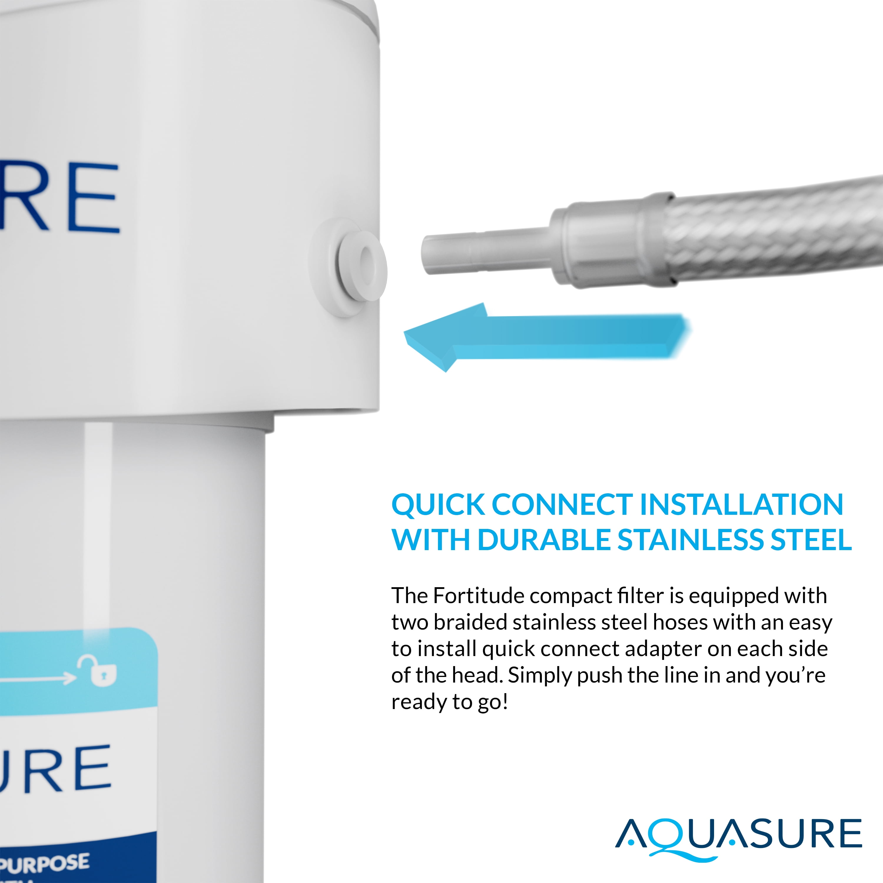 Fortitude Compact Under The Sink Multi-Purpose Water Filtration System with Carbon/KDF and Siliphos Scale inhibiting Media for Reducing Chlorine, Lead, Chemicals, Taste, Odors, and Scale