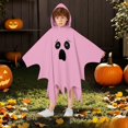 thumbnail image 2 of Yuncity Halloween Kids Cape Ghost Face Hooded Sleeveless Cloak Casual Soft Loose Fit Fall Winter Poncho Holiday Party Cosplay Clothes Pink, 2 of 6