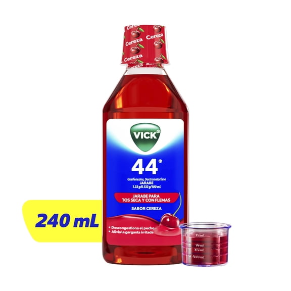 Vick Jarabe 44 con Guaifenesina y Dextrometorfano para Todo Tipo de Tos con 240 ml