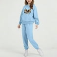thumbnail image 4 of Auroural Girls Sweatsuit Sets Size 12 To 14 Boys Sweatpants Sets Children's Printed Color Long-sleeved Casual Sports Hoodie Long-sleeved Hooded Top + Two-piece Set With Elastic Waist Blue 13 Years, 4 of 6
