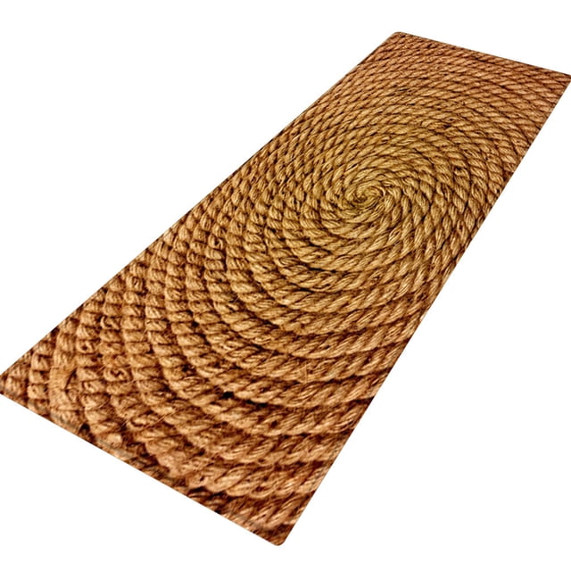 Tapis Absorbant Imprimé Grain de Bois Ficelle de Plage Tapis de Buanderie Résistant aux Taches, Lavable en Machine Tapis de Porte d'Entrée Intérieur pour Extérieur Patio Sol Entrée Porche Garage Bureau, 47x16 Po