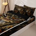 thumbnail image 3 of Erosebridal Forest Stag Pattern Zipper Twin Comforter Sets with Fitted Sheet and 2 Pillowcases,Dry Leaf Print Zipper Bedding Set,Brown Green Khaki,Black Reversible, 3 of 6