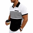 thumbnail image 6 of Shirts for Men Color Block Casual Waffle Knit Pocket Short Sleeved Half Button Stand Collar Top White XXL, 6 of 9