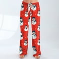 thumbnail image 2 of Women's Casual Fashion Christmas Printed Trousers Plush Casual Pants, Comfortable Home and Sleepwear Bottoms for Winter, Elastic Waist with Drawstring, Saffron, XL, 2 of 7
