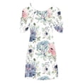 thumbnail image 4 of Njoeus Womens Summer Cold Shoulder Floral Flowy T-Shirt Dress Short Sleeve Casual Tunic Tank Sundress S-3XL, 4 of 4