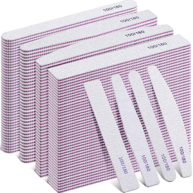 Limas de uñas Xinnun, 200 unidades, grano 100/180, doble cara, reutilizables